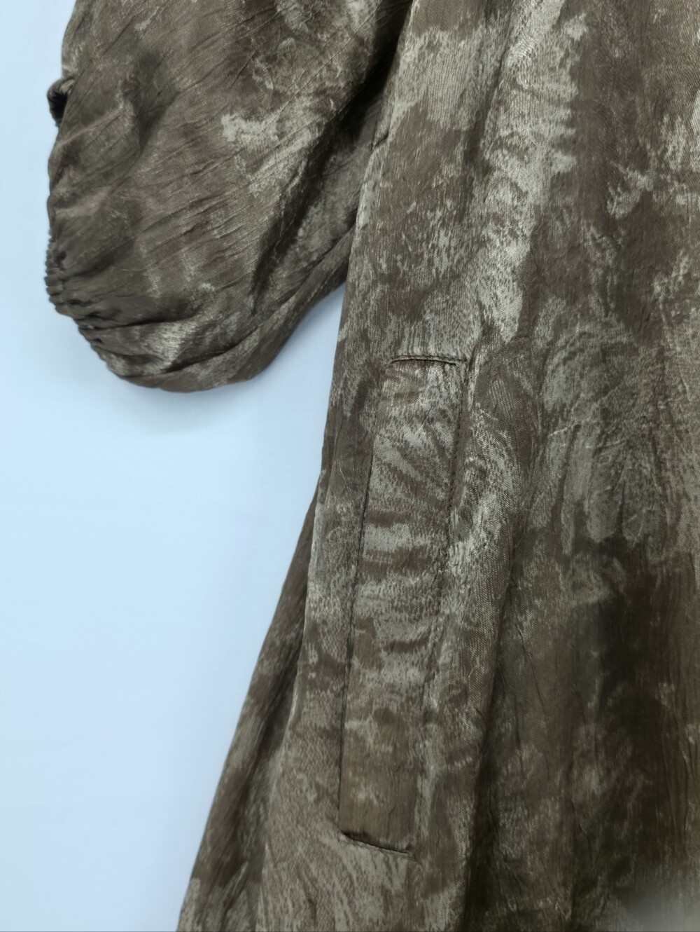 Umgee NWT Bronze Floral Jacquard Puff Sleeve Swing Bohemian Dress Size Medium - Picture 10 of 16